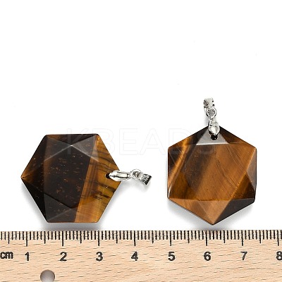 Natural Tiger Eye Pendants G-E487-95J-1