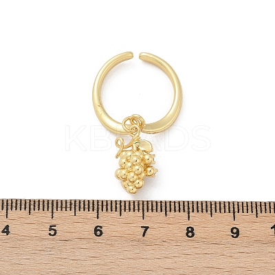 Fruit Theme Brass Micro Pave Cubic Zirconia Open Cuff Rings for Women RJEW-U057-07G-1