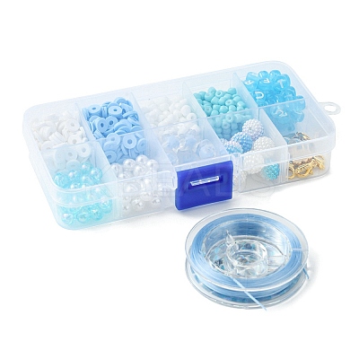 DIY Round Acrylic & Glass Beads Bracelets Jewelry Kits DIY-FS0006-29B-1