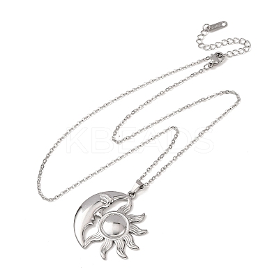 304 Stainless Steel Sun Moon Pendant Cable Chain Necklaces for Men Women NJEW-K308-04D-P-1