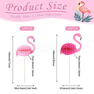 50Pcs 2 Colors Wood with Paper Cake Toppers AJEW-TA0001-61-1