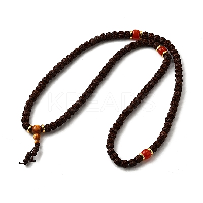 Buddhist Jewelry Prayer 108 Rudraksha Seed Mala Beads Necklaces NJEW-M102-01-1