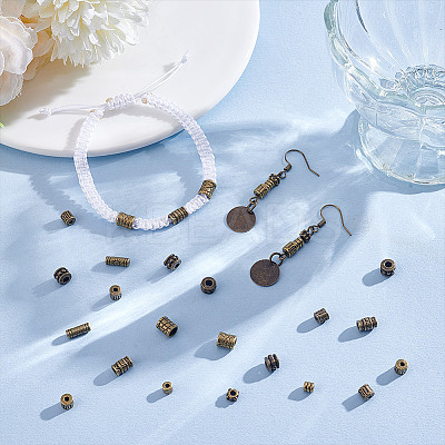 240Pcs 8 Styles Tibetan Style Alloy Bead Spacers FIND-NB0005-67-1