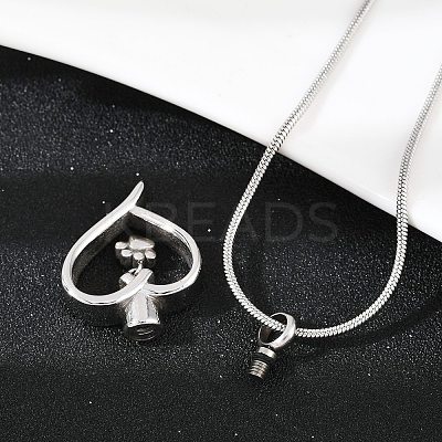 304 Stainless Steel Heart with Paw Print Pendant Pet Urn Ashes Necklaces LS-NJEW-S455-04P-1