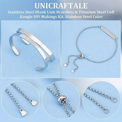 304 Stainless Steel Blank Link Bracelets & Stainless Steel Cuff Bangle DIY Makings Kit DIY-UN0056-22-1