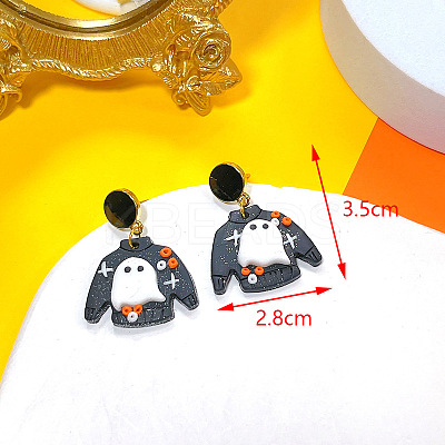 Halloween Alloy Polymer Clay Dangle Stud Earrings FS-WGD4736-07-1