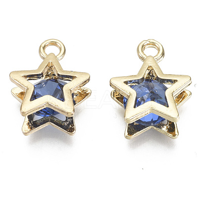 Brass Micro Cubic Zirconia Charms X-KK-N235-034C-1