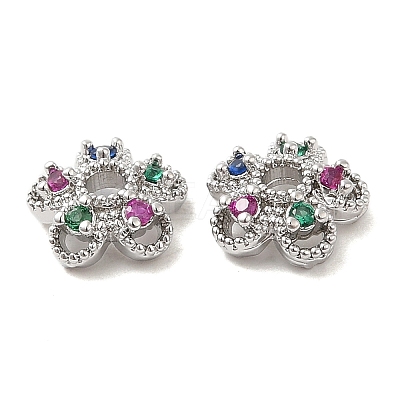 Brass & Cubic Zirconia Bead Caps KK-F860-67P-1