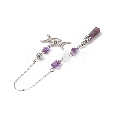 Natural Amethyst Pointed Dowsing Pendulums PALLOY-JF02009-03-1