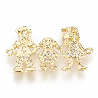 Brass Micro Pave Cubic Zirconia Links ZIRC-Q015-003G-1