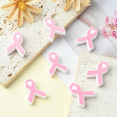 10Pcs Awareness Ribbon Silicone Focal Beads JX887A-1