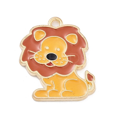 Light Gold Plated Alloy Enamel Pendants ENAM-M219-13KCG-01-1