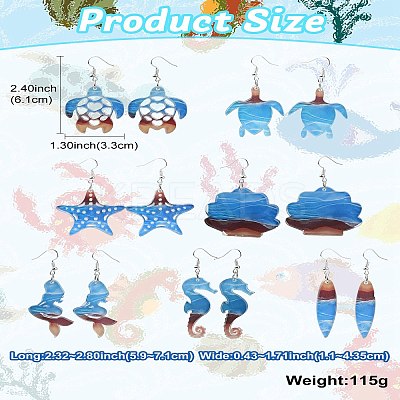 7 Pairs 1 Styles Acrylic Dangle Earrings EJEW-CJ0001-06-1