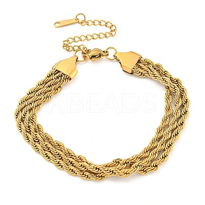 304 Stainless Steel 3-Strand Rope Chain Bracelets for Women BJEW-G707-02G-1