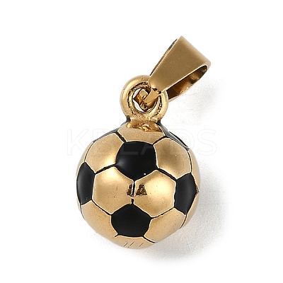 Trendy Necklace Findings 304 Stainless Steel FootBall/Soccer Ball Pendants STAS-L012-B01G-1