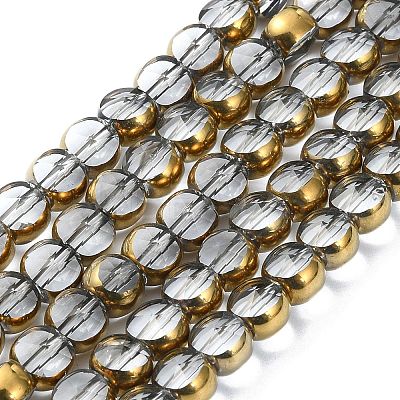 Half Plated Electroplate Transparent Glass Beads Strands EGLA-E060-02A-HP05-1