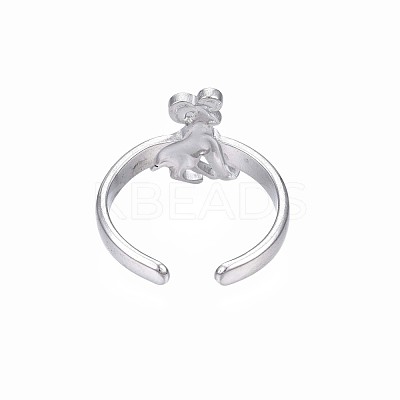 Non-Tarnish 304 Stainless Steel 12 Constellations/Zodiac Signs Open Cuff Ring for Women RJEW-S405-156P-L-1