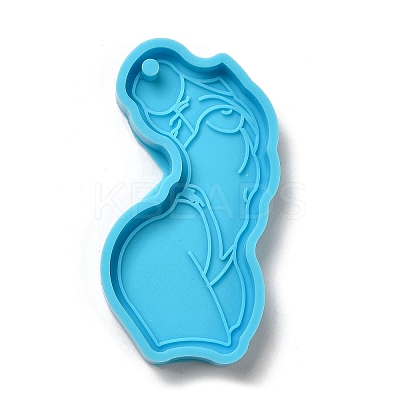 Mother's Day Girl Silicone Pendant Molds AJEW-M221-02B-1