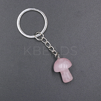 Natural Rose Quartz Mushroom Keychain LS-MUSH-PW0002-03F-1