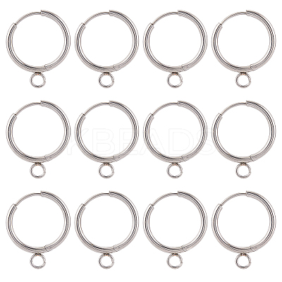 12Pcs 201 Stainless Steel Huggie Hoop Earring Findings STAS-SC0010-30P-1