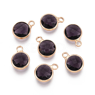 Golden Tone Brass Glass Charms GLAA-ZX008-24A-G-1