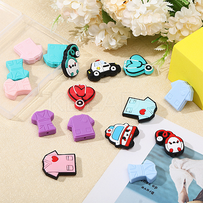 16Pcs 16 Styles Medical Theme Food Grade Eco-Friendly Silicone Focal Beads SIL-CA0003-31-1