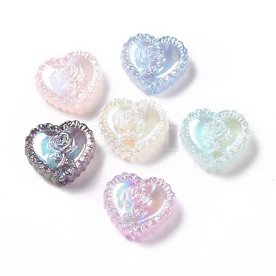 UV Plating Rainbow Iridescent Acrylic Beads X-OACR-E007-03-1