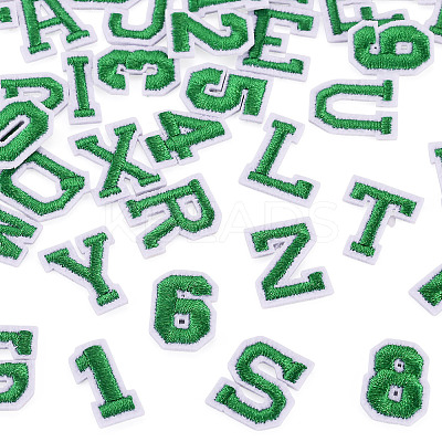 36Pcs 2 Sets 2 Styles Letter A~Z & Number 0~9 Polyester Embroidery Sew On Patches Sets PATC-TA0001-55C-1