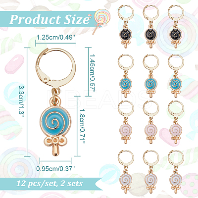 Alloy Enamel Lollipop Locking Stitch Markers HJEW-AB00124-1