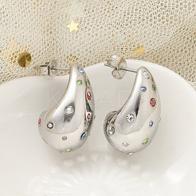 304 Stainless Steel Teardrop Stud Earrings EJEW-B108-05P-B-1