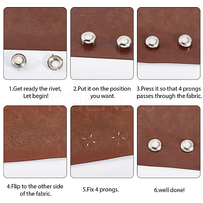 200Pcs Brass Four-Claw Rivets KK-GF0001-20P-1