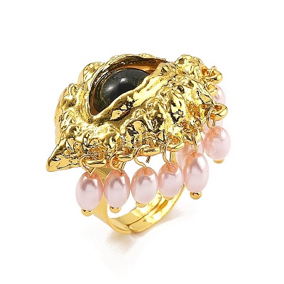 Evil Eye Alloy Adjustable Rings RJEW-A057-02G-1