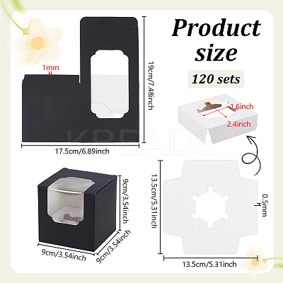Cube Paper Cupcake Storage Boxes with Visible Window LS-BAKE-WH0002-002C-1
