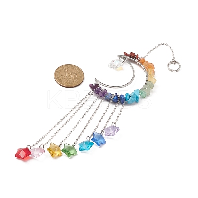 Glass Star Pendant Decoration HJEW-JM01182-01-1