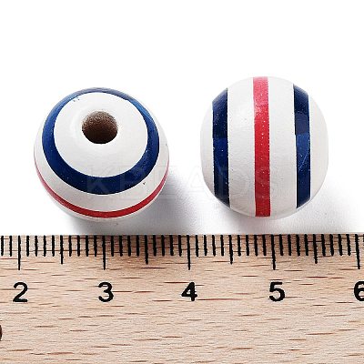 Independence Day Theme Wood European Beads WOOD-M011-07D-1