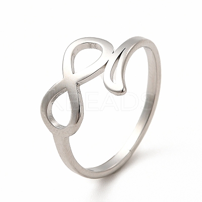 Non-Tarnish 304 Stainless Steel Hollow Out Infinity Finger Ring for Women RJEW-B027-14P-1