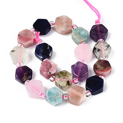 Natural Sodalite & Rhodonite & Prehnite & Amethyst & Rose Quartz & Flower Amazonite & Sunstone Beads Strands G-N358-03A-01-1