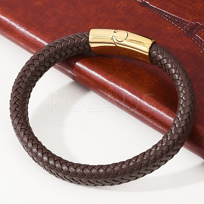 Braided Microfiber Leather Cord Bracelets for Women Men BJEW-D304-05G-01-1