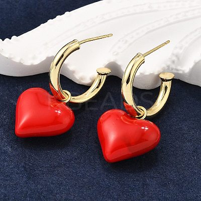 Brass Enamel Dangle Stud Earrings for Women EJEW-G430-03G-1