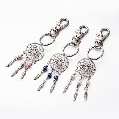 Woven Net/Web with Feather Keychain KEYC-JKC00077-1
