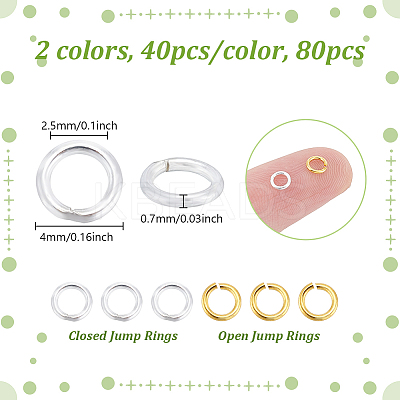 80Pcs 2 Colors 925 Sterling Silver Soldered Closed Jump Rings STER-PH0003-41-1