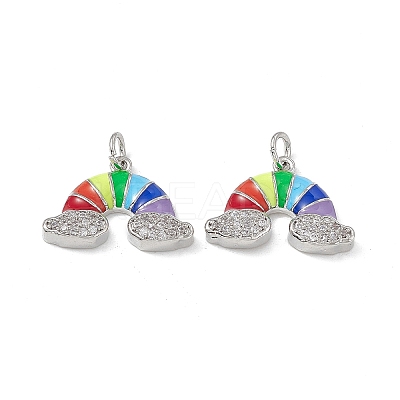 Brass Micro Pave Cubic Zirconia Charms KK-E068-VB433-1