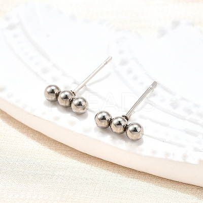 Tarnish Resistant 201 Stainless Steel Beaded Horizontal Bar Stud Earrings with 316 Stainless Steel Pin for Women LS-X-STAS-K238-01P-1