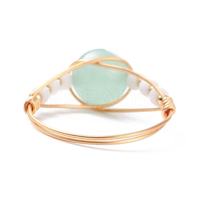 4Pcs 4 Style Natural Genmstone Wire Wrapped Finger Ring RJEW-TA00022-1