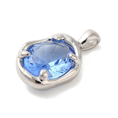 Platinum Brass Micro Pave Cubic Zirconia Pendants KK-U031-02P-05-1