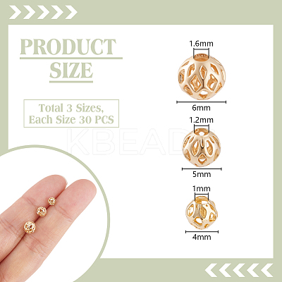 90pcs 3 Styles Brass Beads KK-GA0002-19B-1