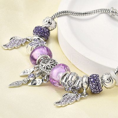 Alloy European Beads Charm Bracelets BJEW-F495-17P-1
