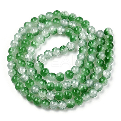 Crackle Baking Paint Imitation Jade Glass Beads Strands DGLA-T003-10mm-07-1