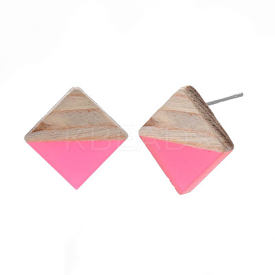 Transparent Resin & Wood Stud Earrings EJEW-N017-005A-A06-1