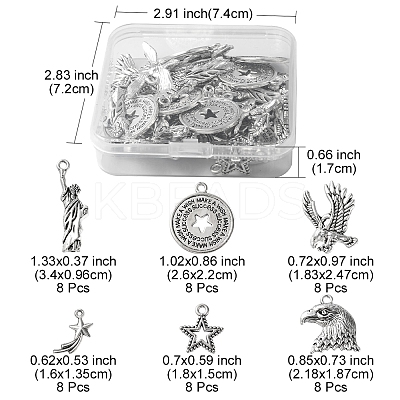 48Pcs 6 Styles Tibetan Style Alloy Pendants FIND-FS0001-49-1